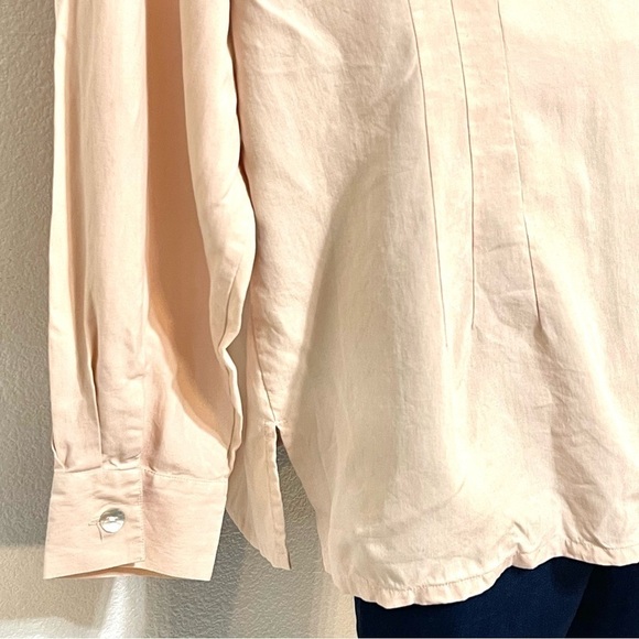 Edward Woman 100% SILK Light Salmon Long Sleeve Button Shirt Size XL - Picture 6 of 12